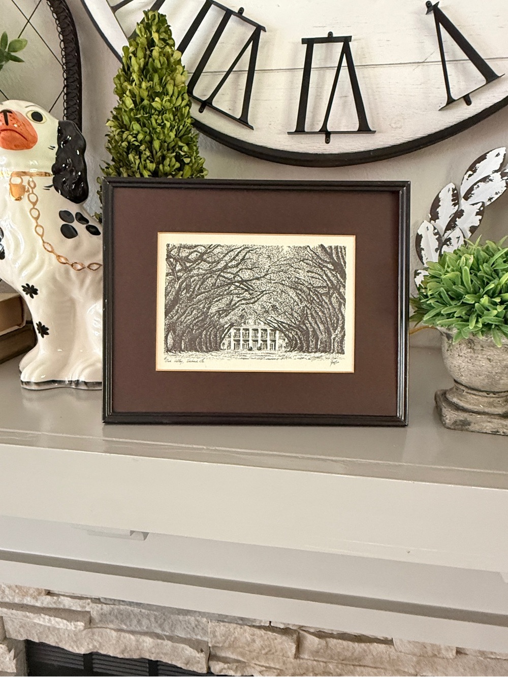 Vintage Oak Alley Plantation Giclée Print – Signed, Matted, Framed 8×10
